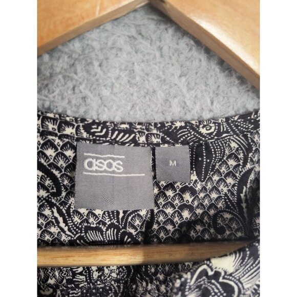 Asos Paisley Print Fringe Shirt Top Tunic Regular Fit Long Sleeve Women's Medium - Picture 10 of 12